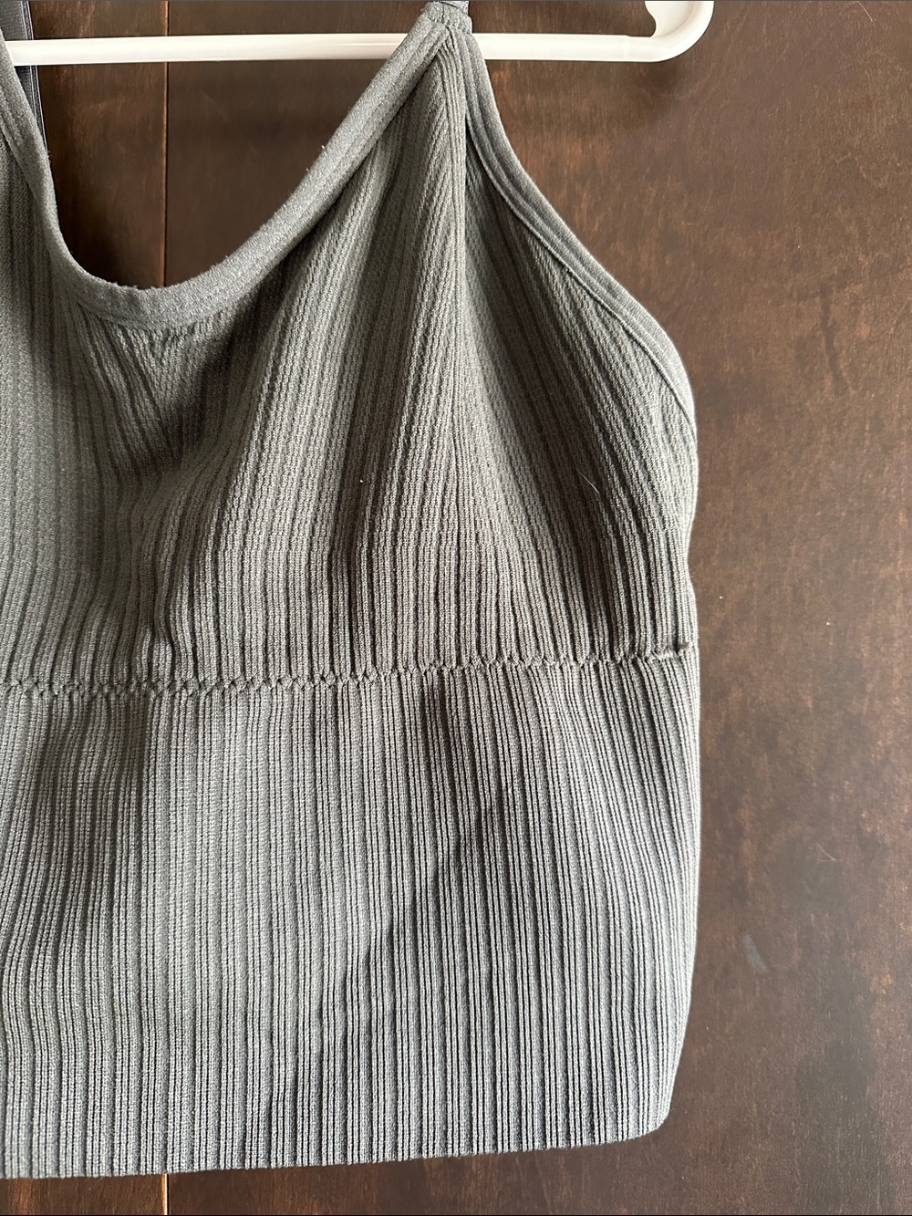 Women's Gray Ribbed Cropped Camisole Tank - Picture 2 of 3